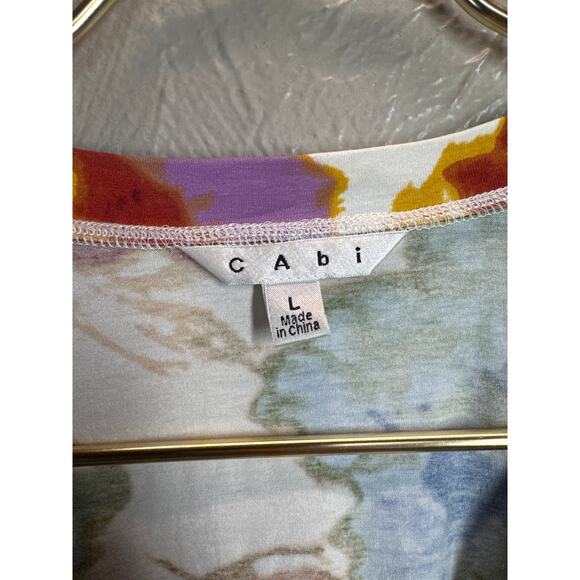 Cabi Womens Crossover Ruched Watercolor Fitted Top Size Large - Picture 5 of 6